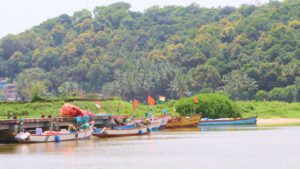 Fishing boats docked in Vengurla, Sindhudurg, Maharashtra.