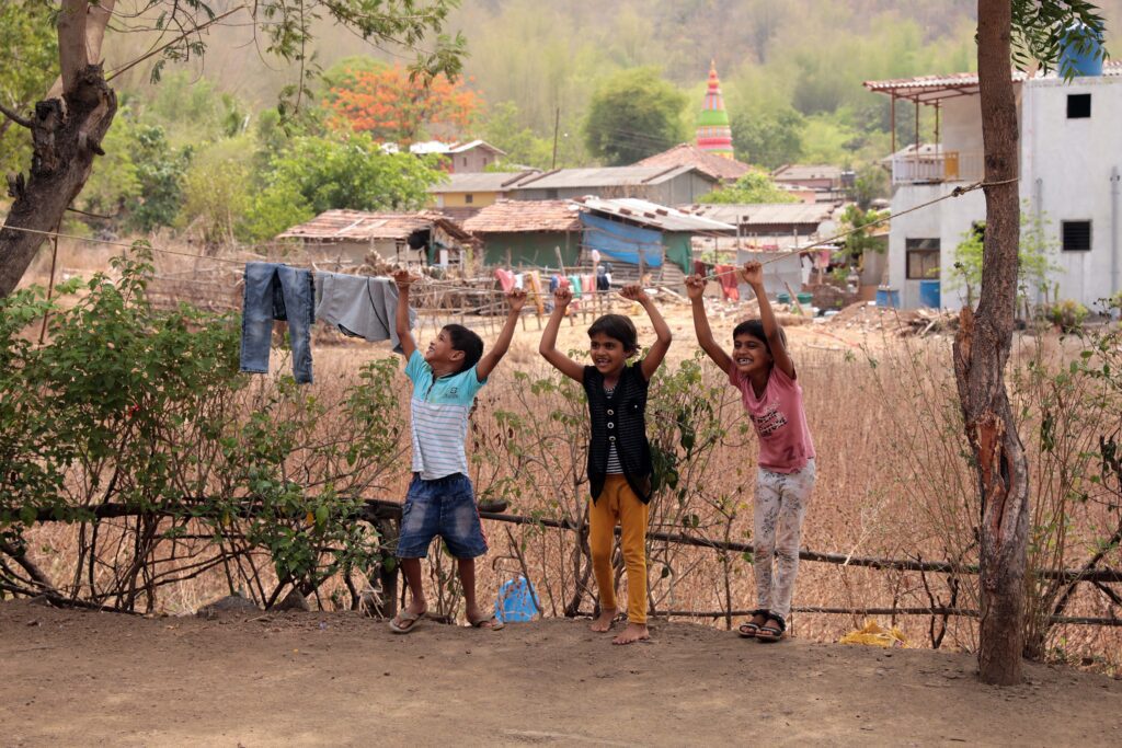 Children in the field playing